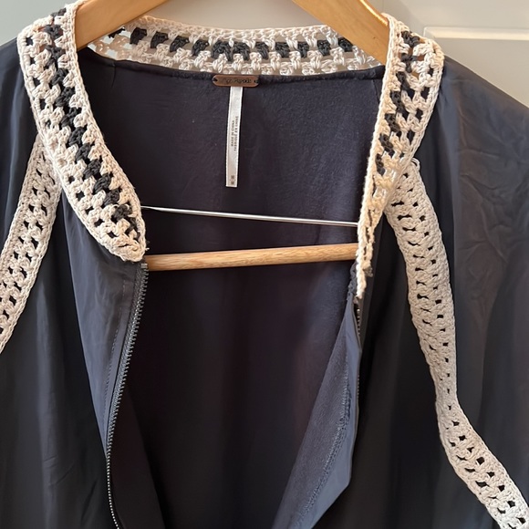 Free People Crochet Inset Baseball Bomber - Picture 9 of 13